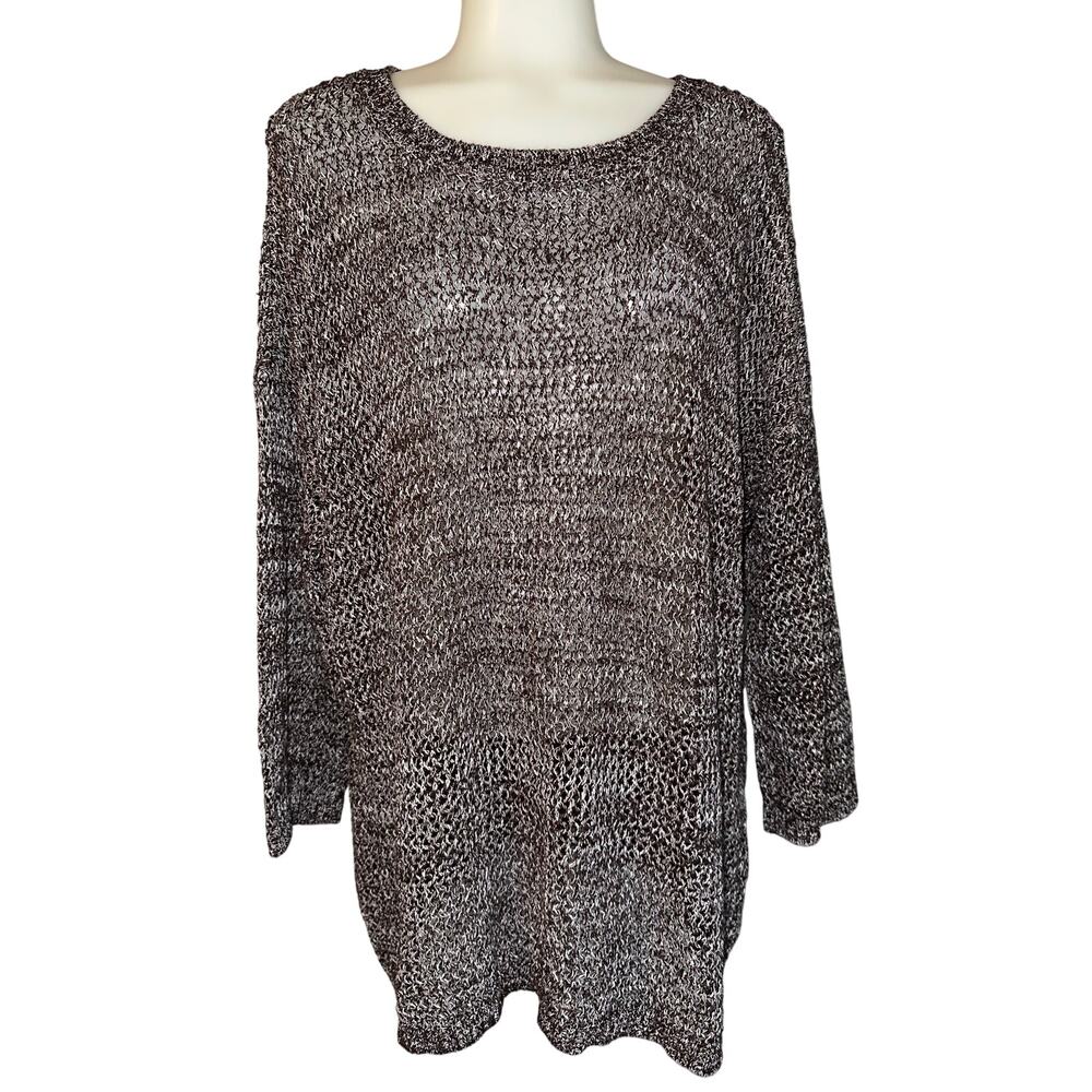 Chico's Women’s Sweater Pullover Shoelace Back Brown Cotton Blend Size 3 US 16